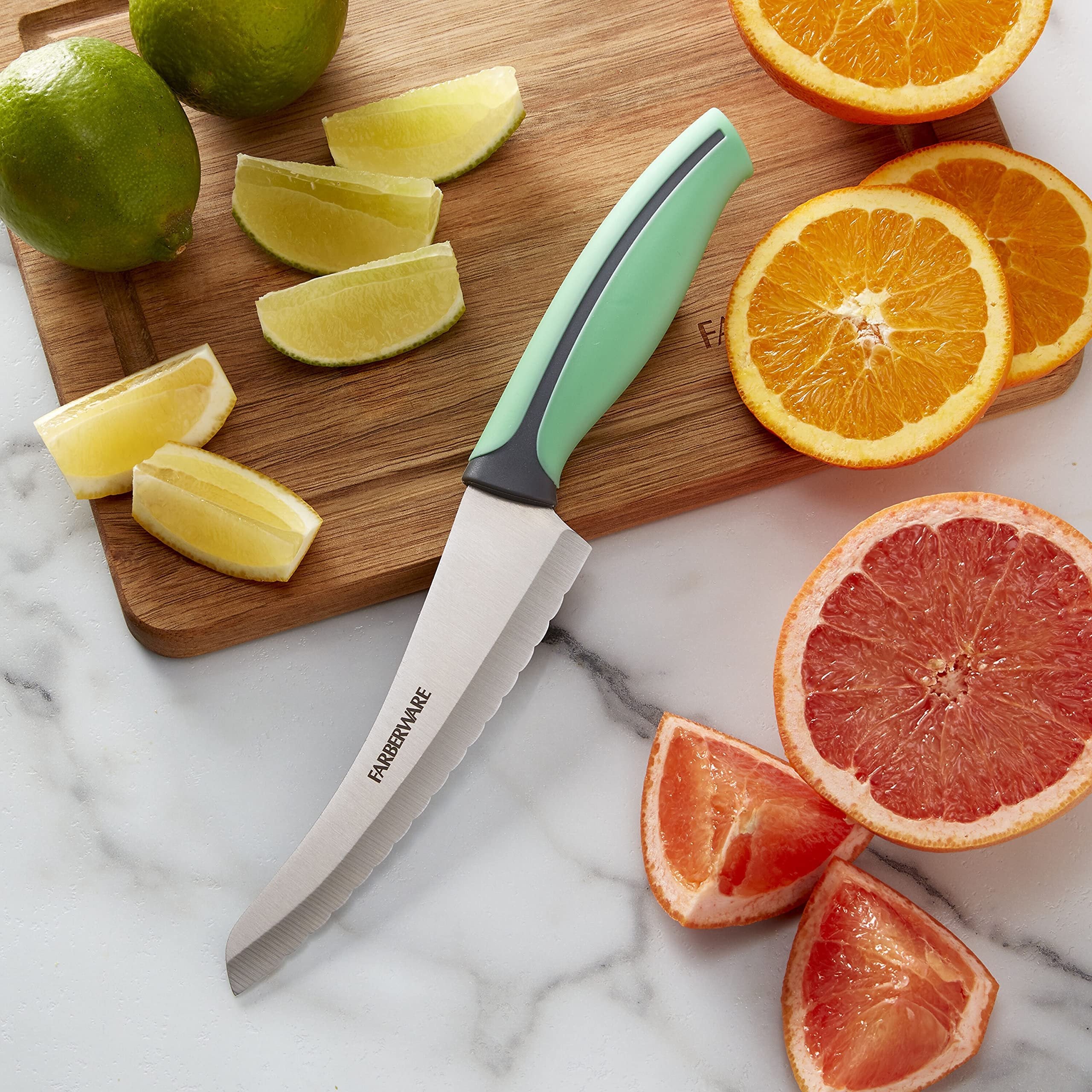 Farberware Slice Bread Knife Ultra-Sharp Serrated Blade, Ergonomic Soft-Grip Handle, Ideal for Precise Cutting, 8 inch, Maroon
