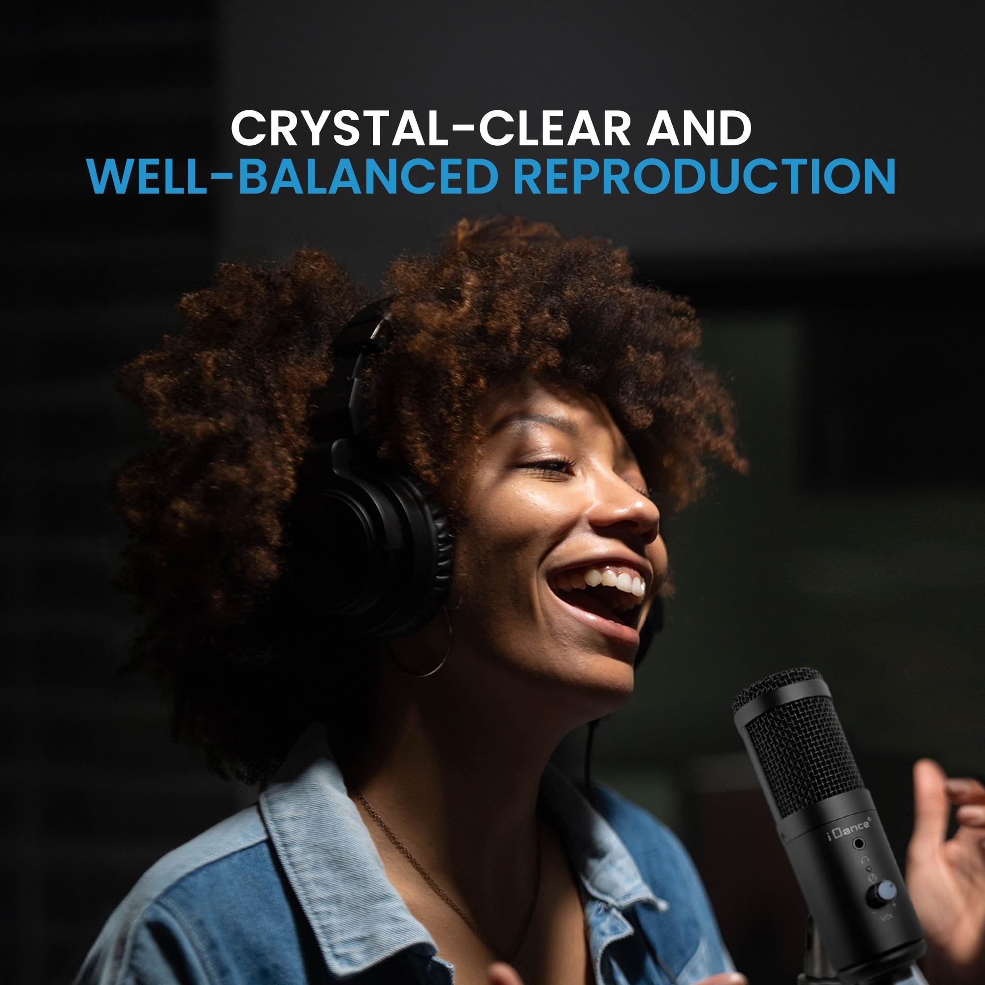 iDance MS1814 6-in-1 PRO Vocal Cardioid Condenser Microphone Plug & Play Studio Recording Microphone for PC Gaming Podcast Broadcast Streaming