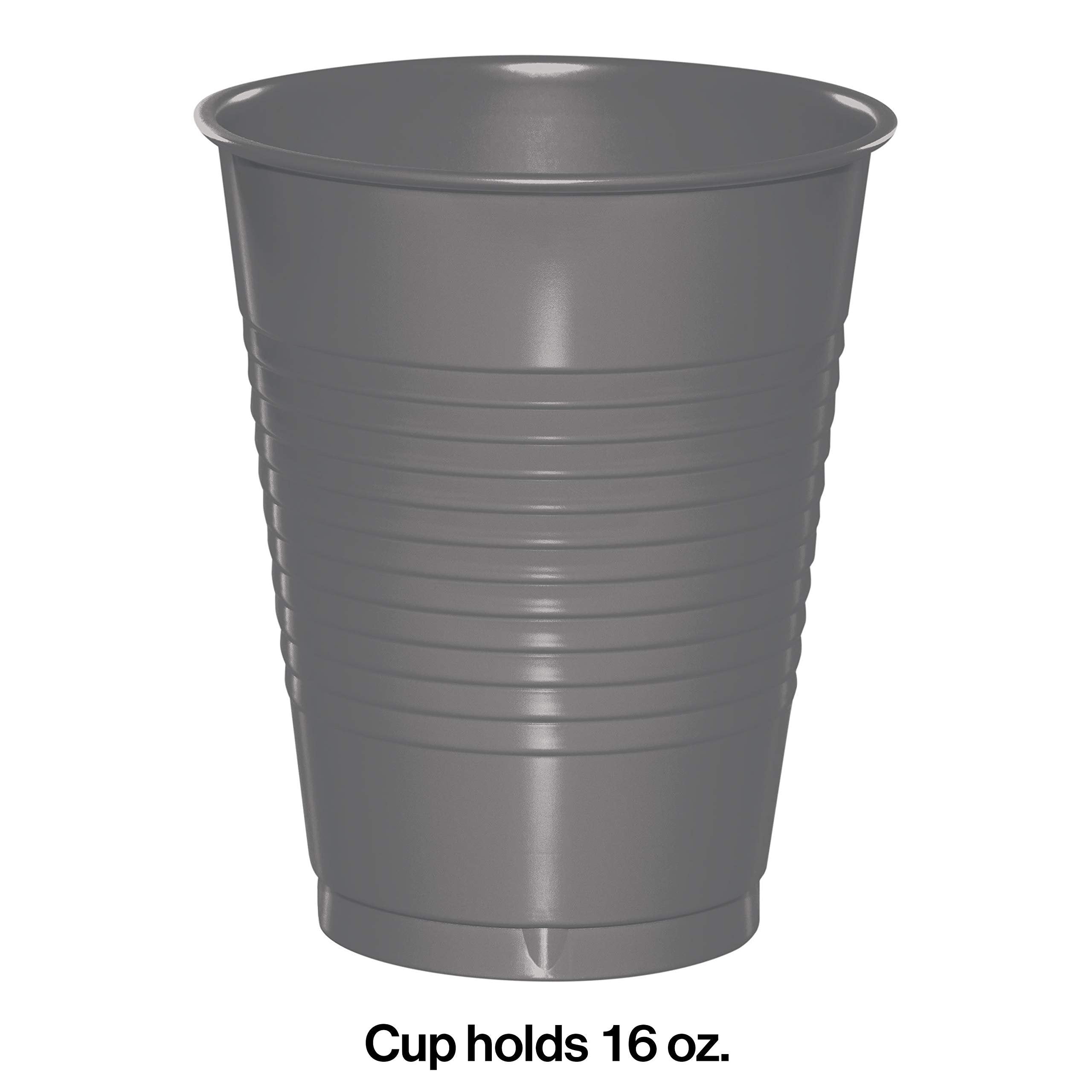 Creative Converting Premium Plastic Cups 16 OZ, 20 Count (Pack of 1), Gray