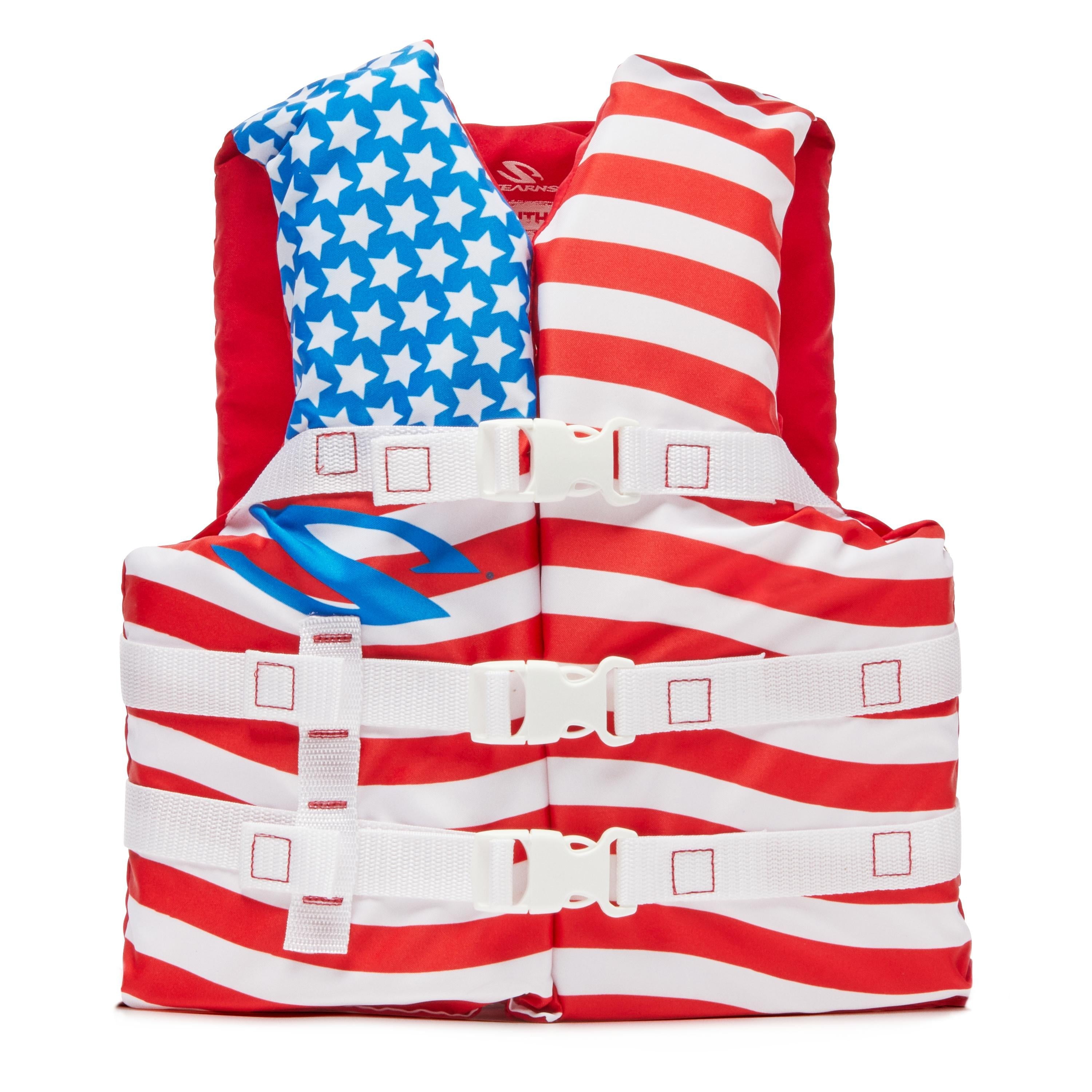 Stearns Youth Unisex Classic Series Universal Life Jacket Flotation Vest, American Flag Red