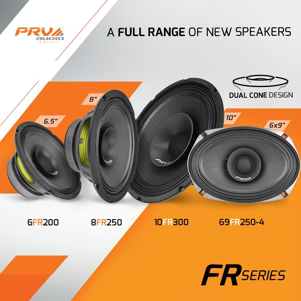 PRV AUDIO 6FR200 6 Inch Full Range Speaker, 8 Ohms, 200 Watts Continuous Program Power, 100 Watts RMS Power, 92.5 dB, Full-Range Driver, Loudspeaker for Pro Audio Systems (Single)