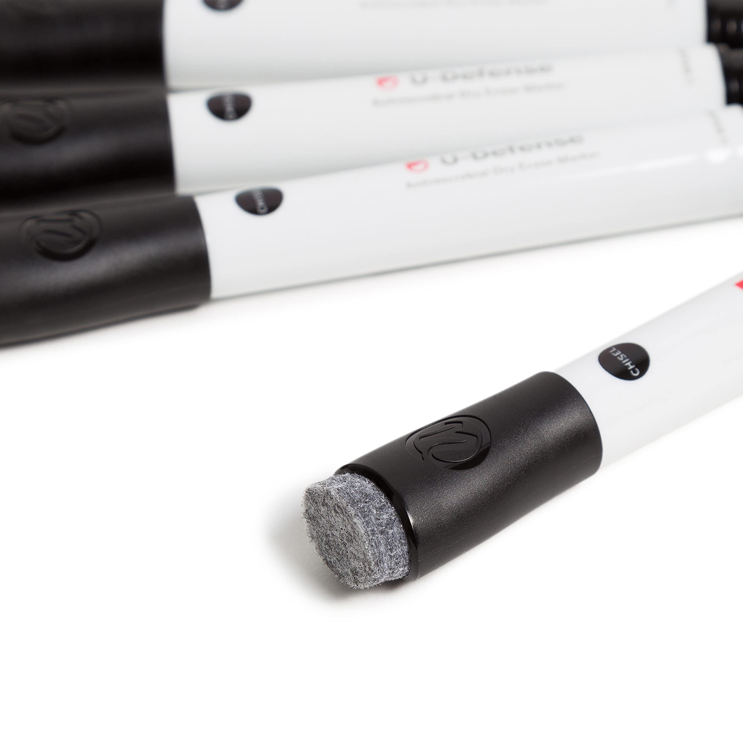 U Brands U Defense Dry Erase Markers, Office Supplies, Chisel Tip, Black, 4 Count