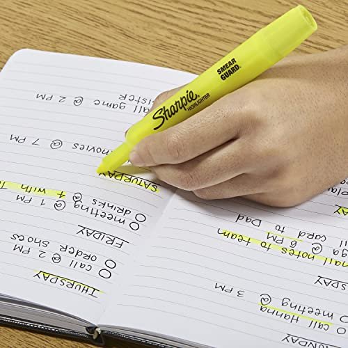 SHARPIE Tank Style Highlighters, Chisel Tip, Fluorescent Yellow, 4 Count