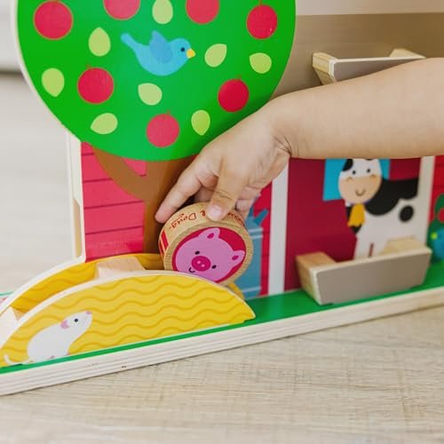 Melissa & Doug GO Tots Wooden Barnyard Tumble with 4 Disks - FSC Certified