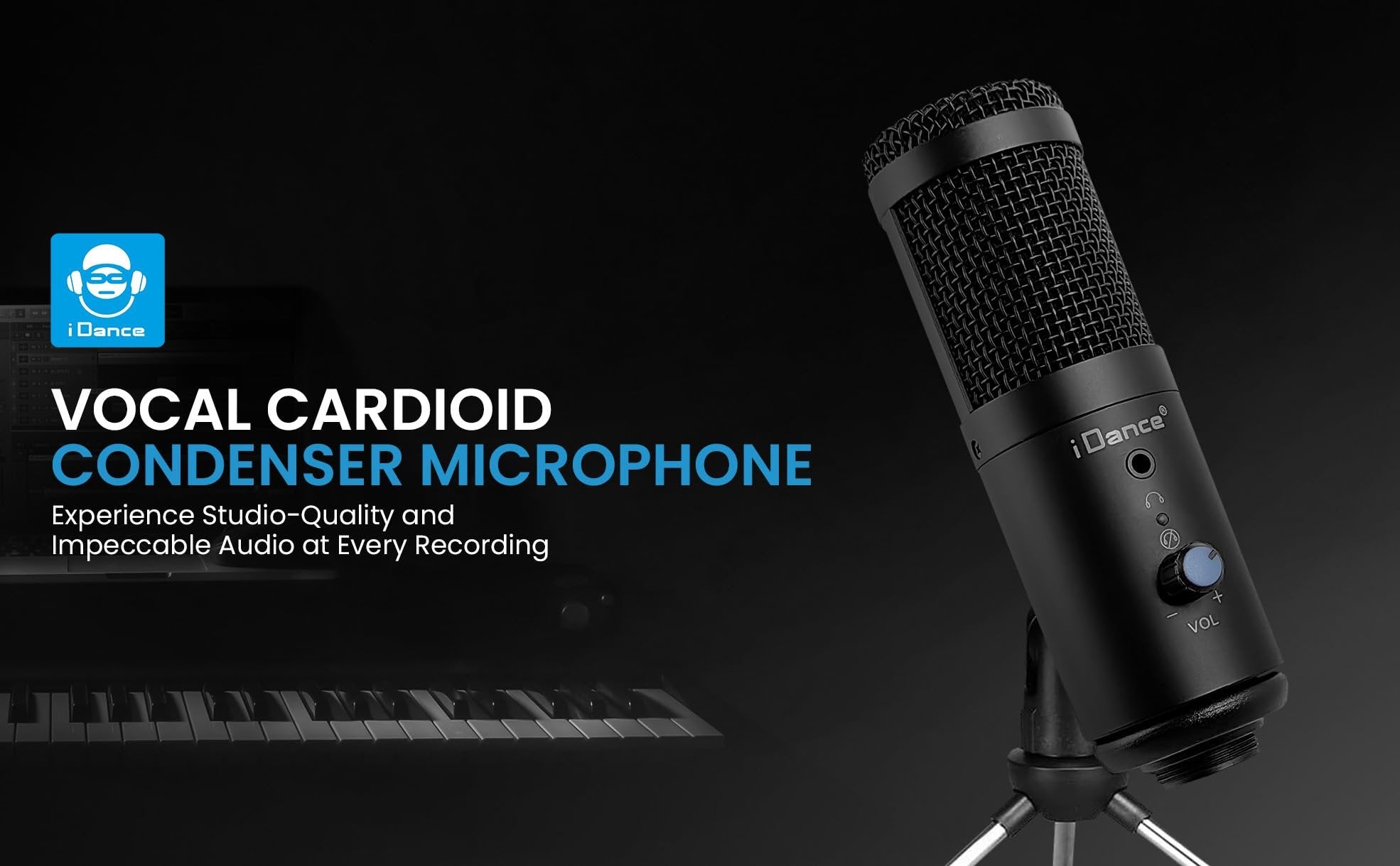 iDance MS1814 6-in-1 PRO Vocal Cardioid Condenser Microphone Plug & Play Studio Recording Microphone for PC Gaming Podcast Broadcast Streaming