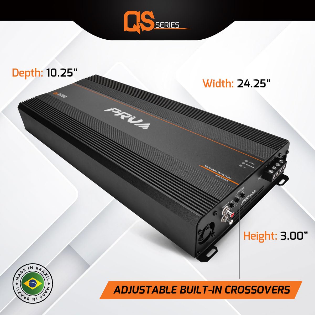 PRV Audio QS16000.1 QS Series Full Range Class D 12-Volt Amplifier PRO Audio Loudspeakers Compact 1 Channel Car Audio Amp 16000 Watts RMS at 1 Ohm