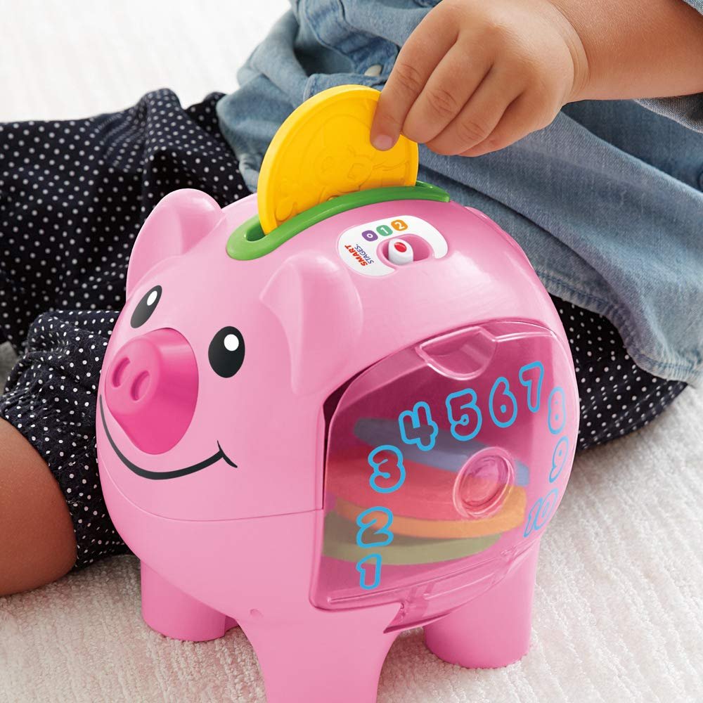 Fisher-Price Baby & Toddler Toy Laugh & Learn Smart Stages Piggy Bank with Learning Songs & Phrases for Infants Ages 6+ Months