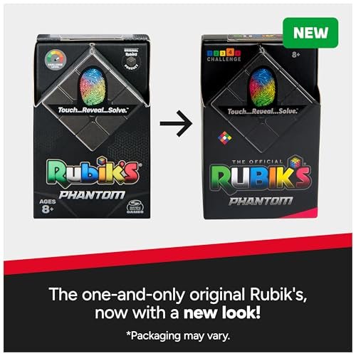 Rubik’s Cube, Phantom, 3x3 Cube Advanced Technology Difficult 3D Puzzle Travel Game Stress Relief Fidget Toy Activity Cube for Adults & Kids Ages 8+