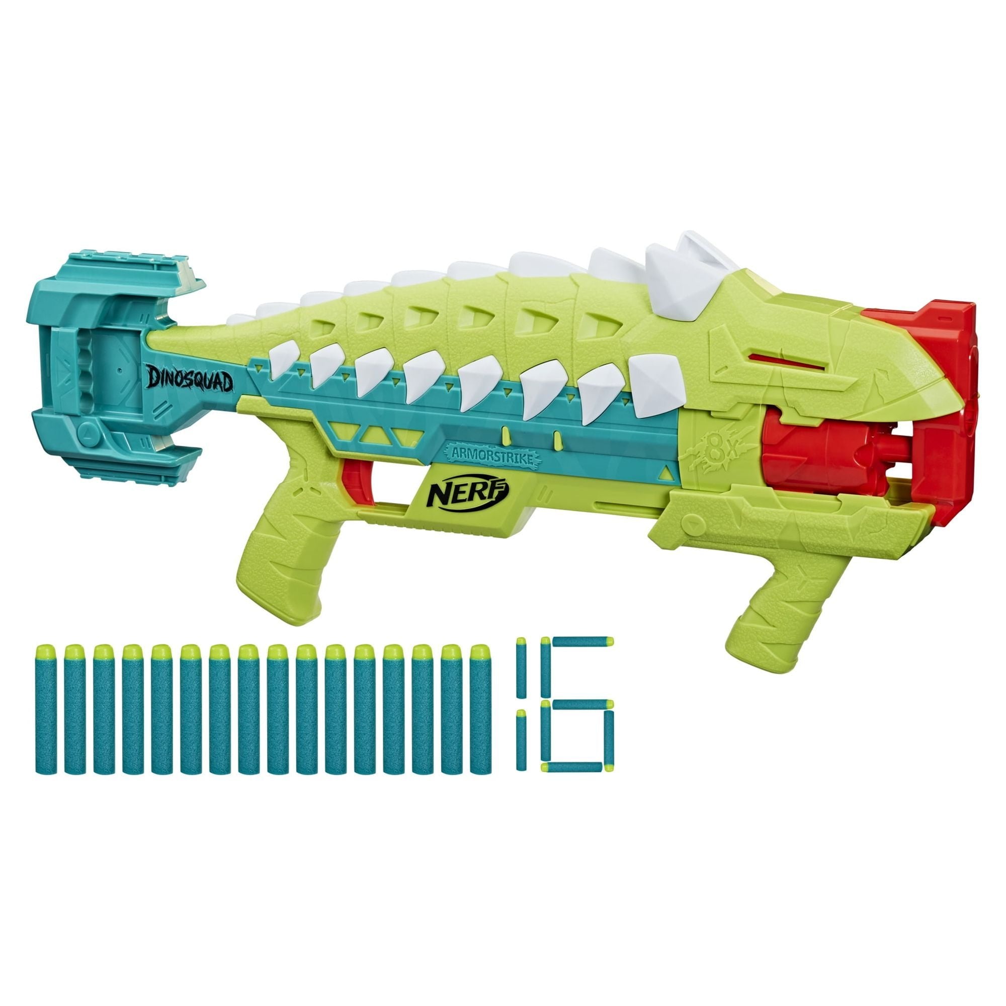 Nerf DinoSquad Armorstrike Dart Blaster, 16 Nerf Elite Darts, Outdoor Toys for 8 and Up
