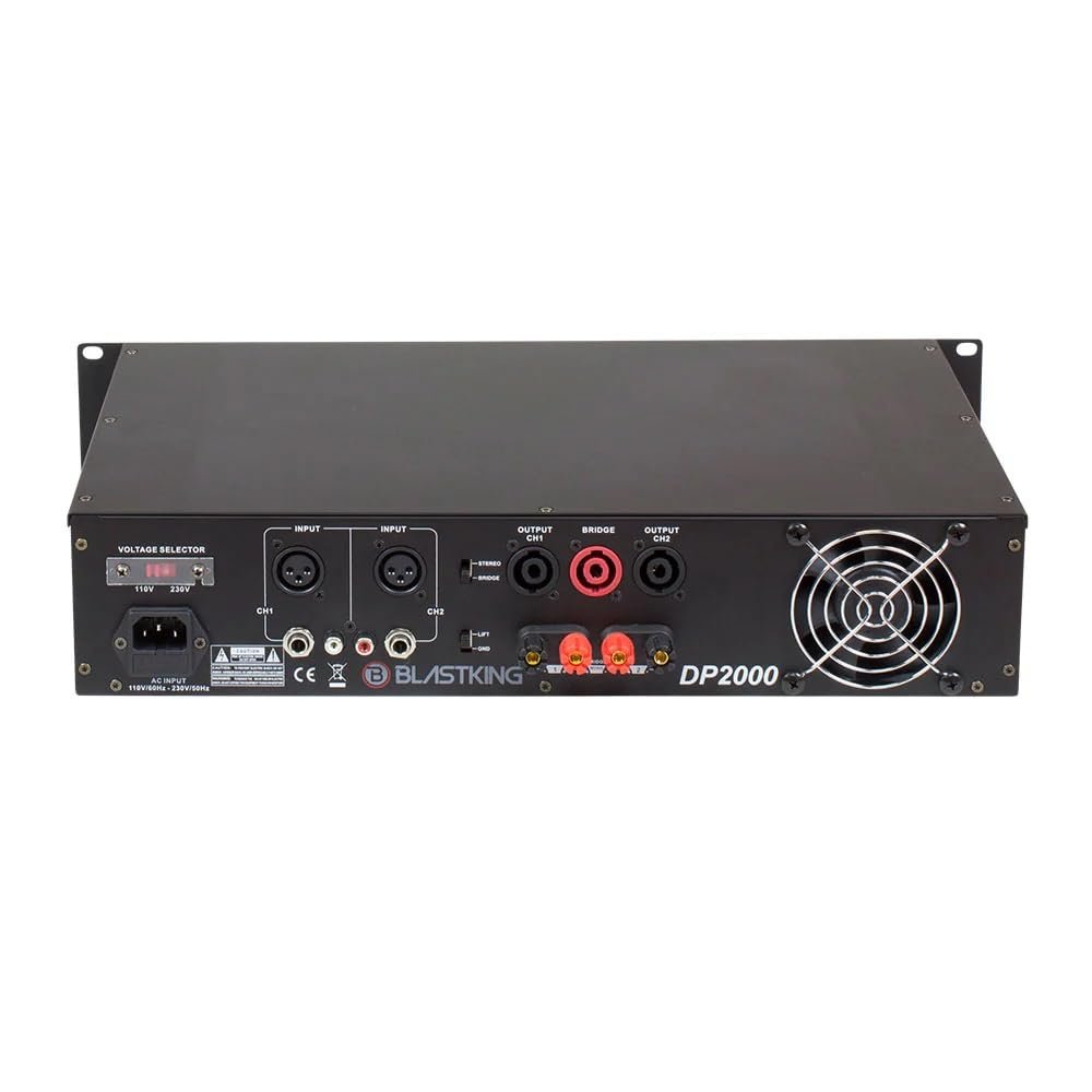 Blastking DP2000 Club Series Power Amplifier 250 Watt 2 Channel Reliable Versatile Pro Audio Equipment Self Protection Mode Against Overload