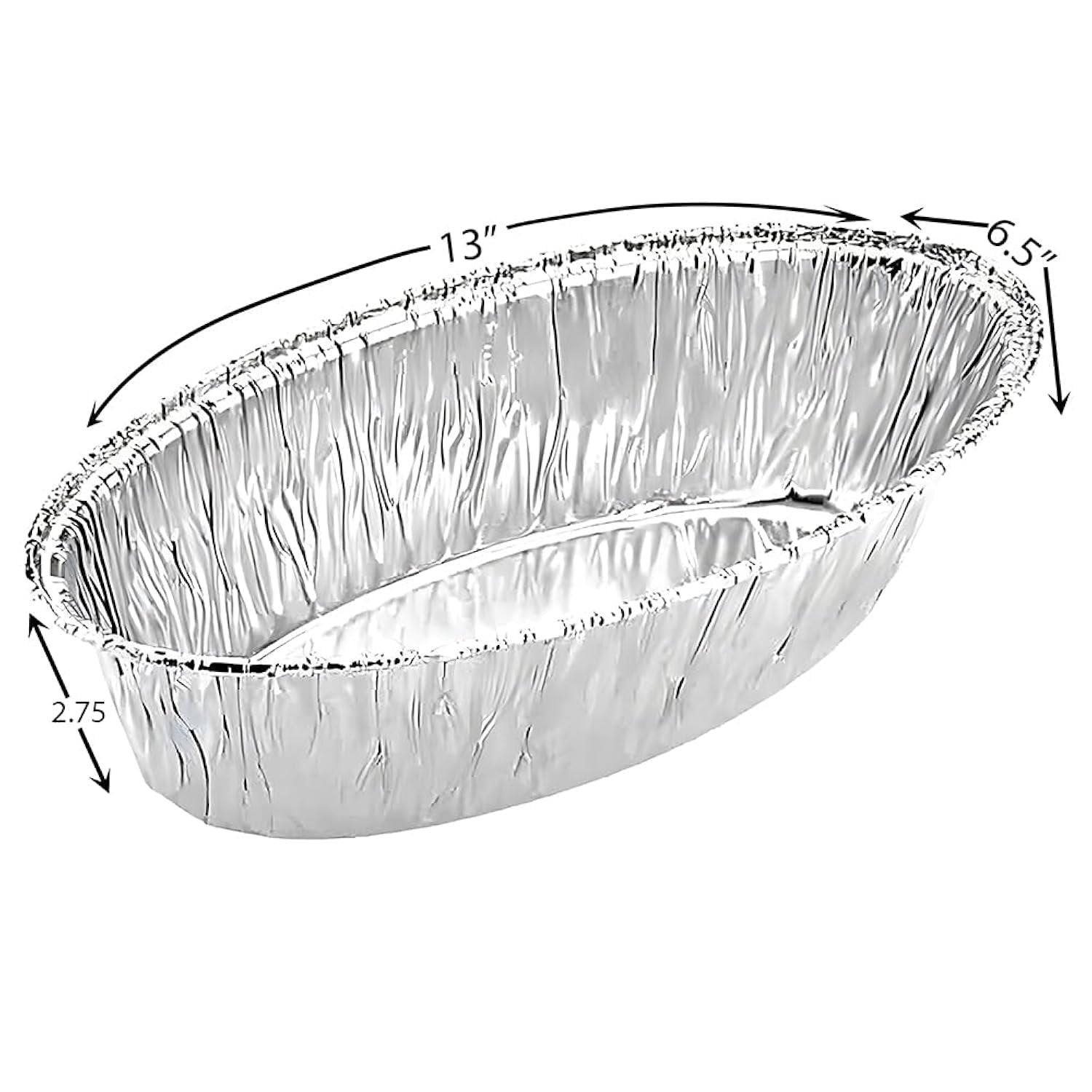 Heavy-Duty Reusable Eco-Friendly Aluminum Foil Pan, 13" x 6.5" x 2.75" (200 Count) - Extra Large Oval Baking Pan, Perfect for Delicious Bakes & Sustainable Living