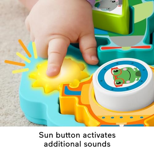 Fisher-Price Baby Sorting Toy Shapes & Sounds Vehicle Puzzle with Music & Lights for Fine Motor Play, Ages 9M+