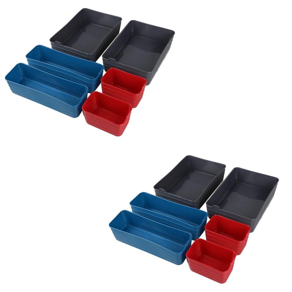 Home Basics Flexible Plastic Drawer Organizer Set, Pack of 6, Multi-color (2)