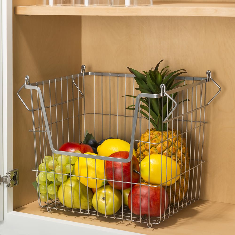 Home Basics Stackable Metal Pantry Organizer Basket