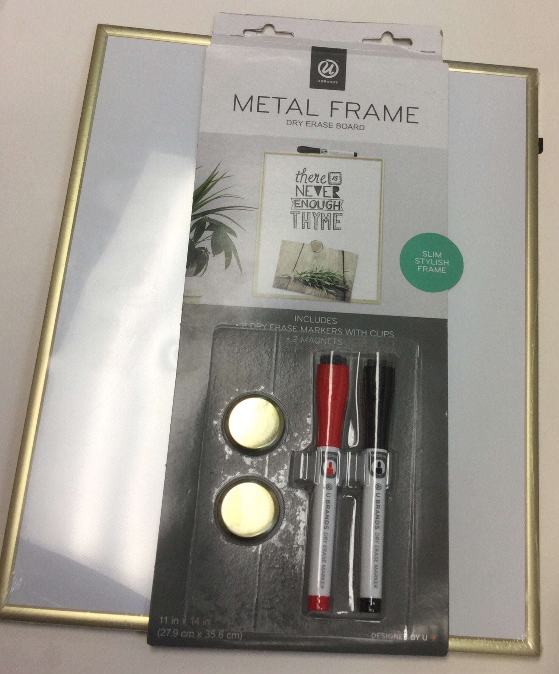U Brands Metal Frame Dry Erase Board (inc. 2 Dry Erase Markers with Clips & 2 Magnets) 11 x 14 inch