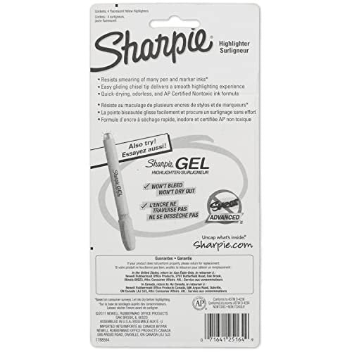 SHARPIE Tank Style Highlighters, Chisel Tip, Fluorescent Yellow, 4 Count
