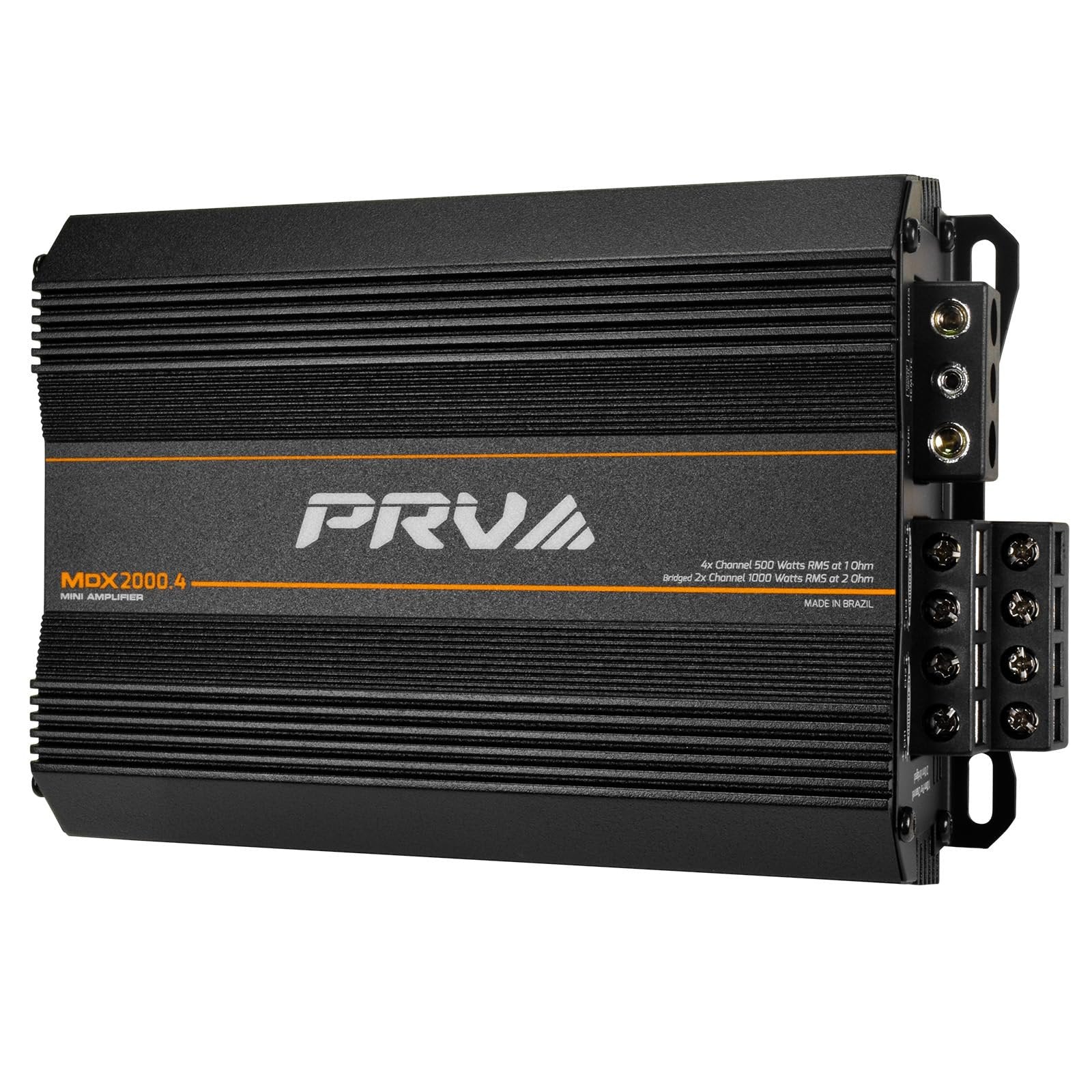 PRV Audio MDX2000.4 1 Ohm Mini 4 Channel Car Audio Amplifier 4 x 500 Watts RMS at 1 Ohm - 2000 Watt 12 Volts Bridgeable Amp for Powersports, Motorcycles, ATV, for High Power Stereo Speaker Systems