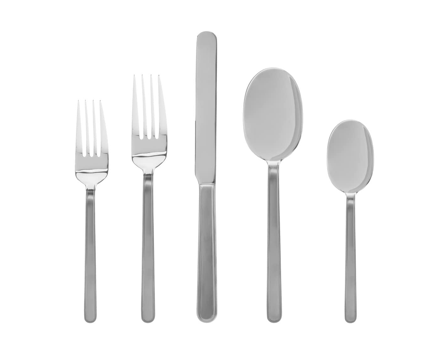 Godinger 20 Piece Flatware Set with 4 Dinner Forks, 4 Salad Forks, 4 Tablespoons, 4 Teaspoons and Knifes, 18/0 Stainless Steel Rail Satin Fade, Set of 4