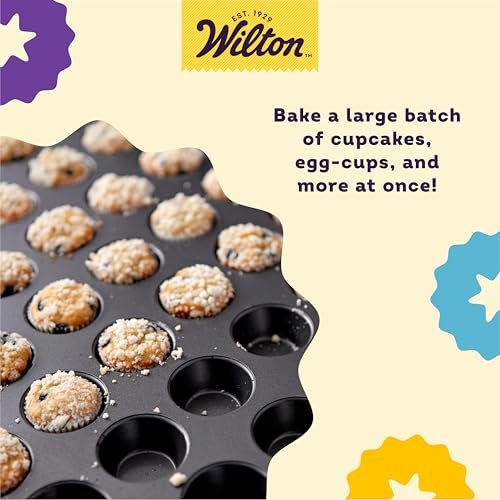 Wilton Perfect Results Non-Stick Mega Mini Muffin Pan, 48-Cup Cupcake Pan, Steel