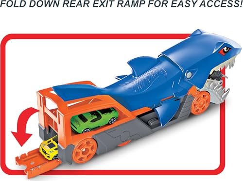 Hot Wheels Toy Car Playset, Shark Chomp Transporter & 1:64 Scale Car, Connects to Track & Stores 5 1:64 Scale Vehicles