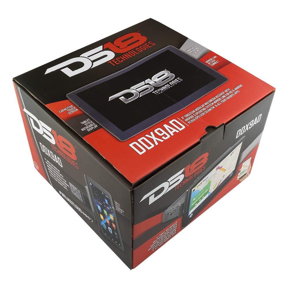 DS18 DDX9AD 9" Swivel Touchscreen Mechless Single-Din Headunit with Bluetooth, Mirror Link for iOS & Android BT/AUX/GPS/USB/SD/AM/FM & All Your Favorite Apps