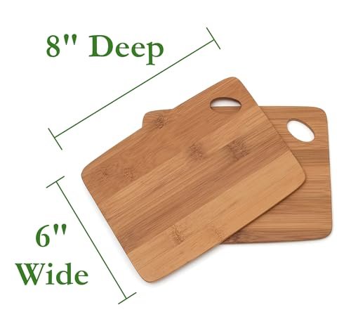 Lipper International Bamboo Wood Thin Kitchen Cutting Boards with Oval Hole in Corner, Set of 2 Boards, 6" x 8" x 0.25"