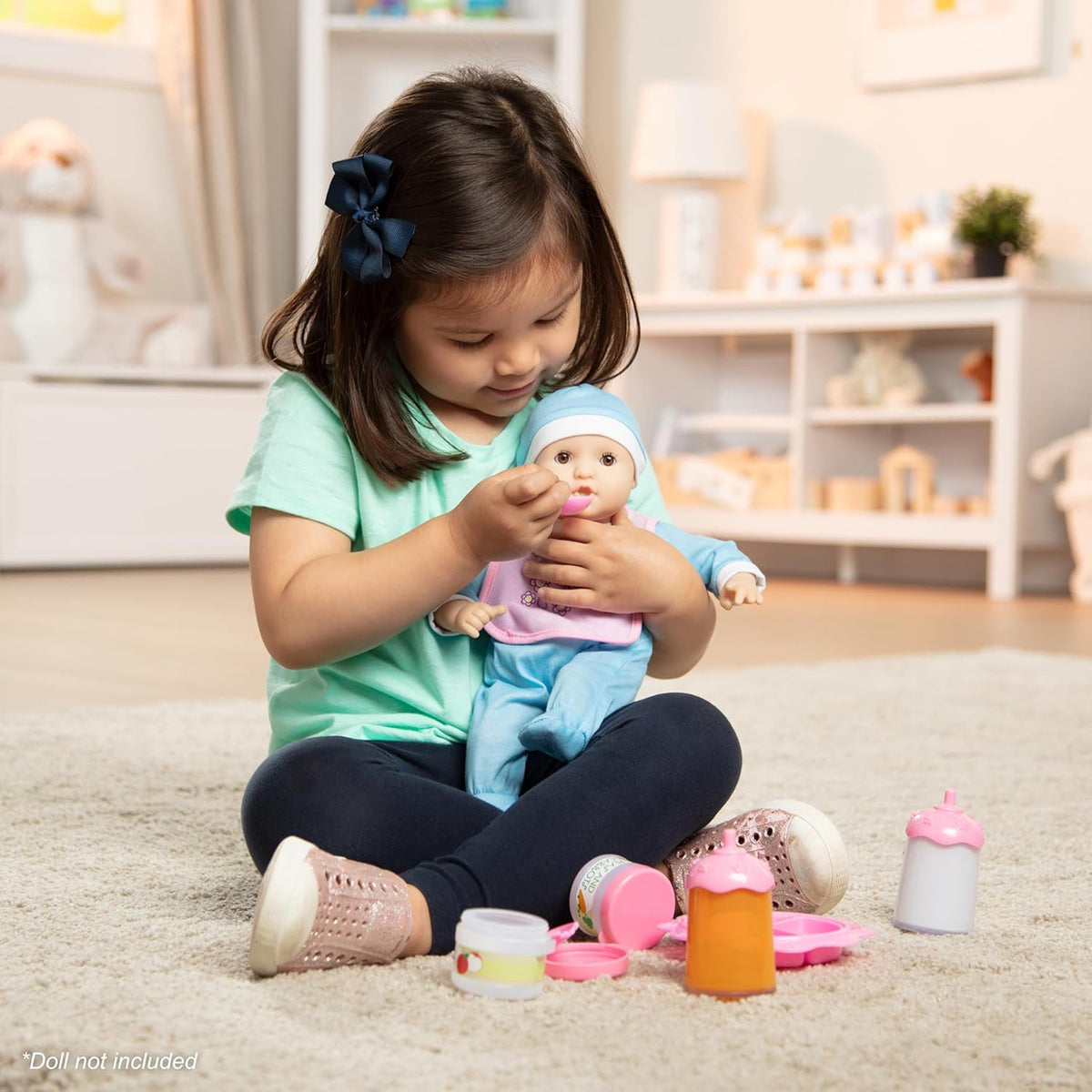 Melissa & Doug Mine to Love Baby Food & Bottle Play Set for Feeding Dolls Baby Doll Feeding Set, Disappearing Milk Bottle Toy for Kids 3+