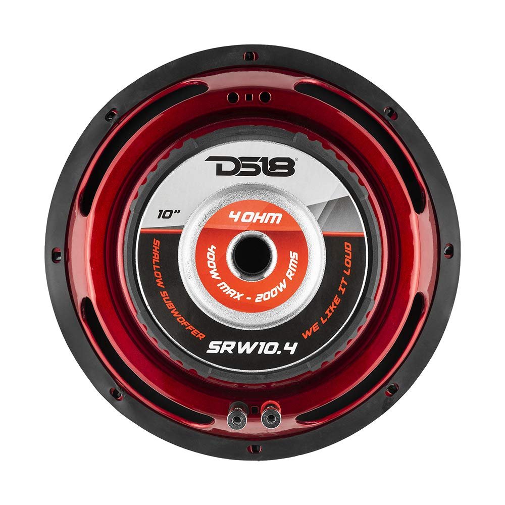DS18 SRW10.4 10" Shallow Car Subwoofer - 400 Watts, Single Voice Coil, 4 Ohms (1 Speaker)