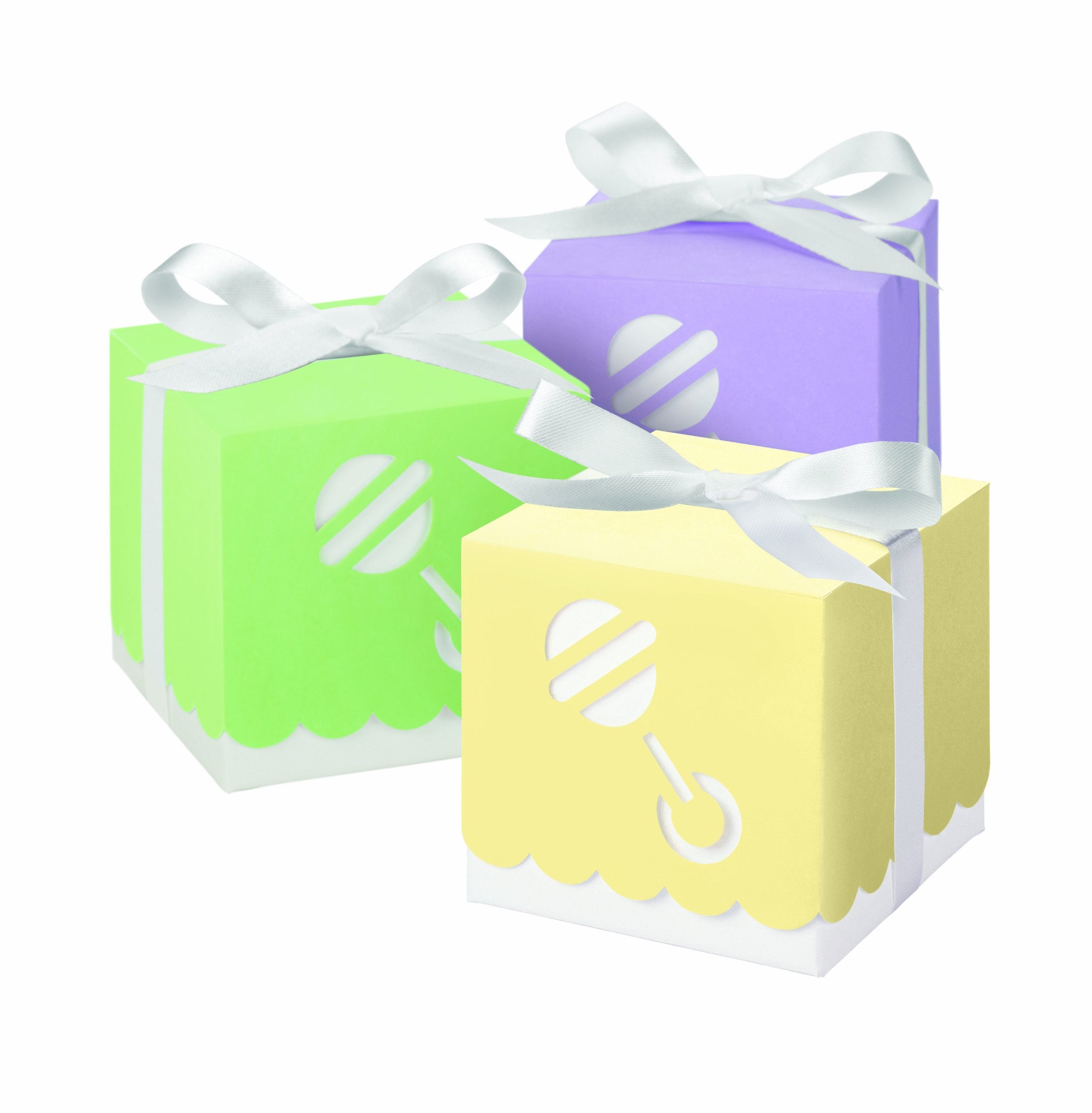 Wilton Assorted Pastel Die Cut Rattle Square Box Favor Kit, 25 Count