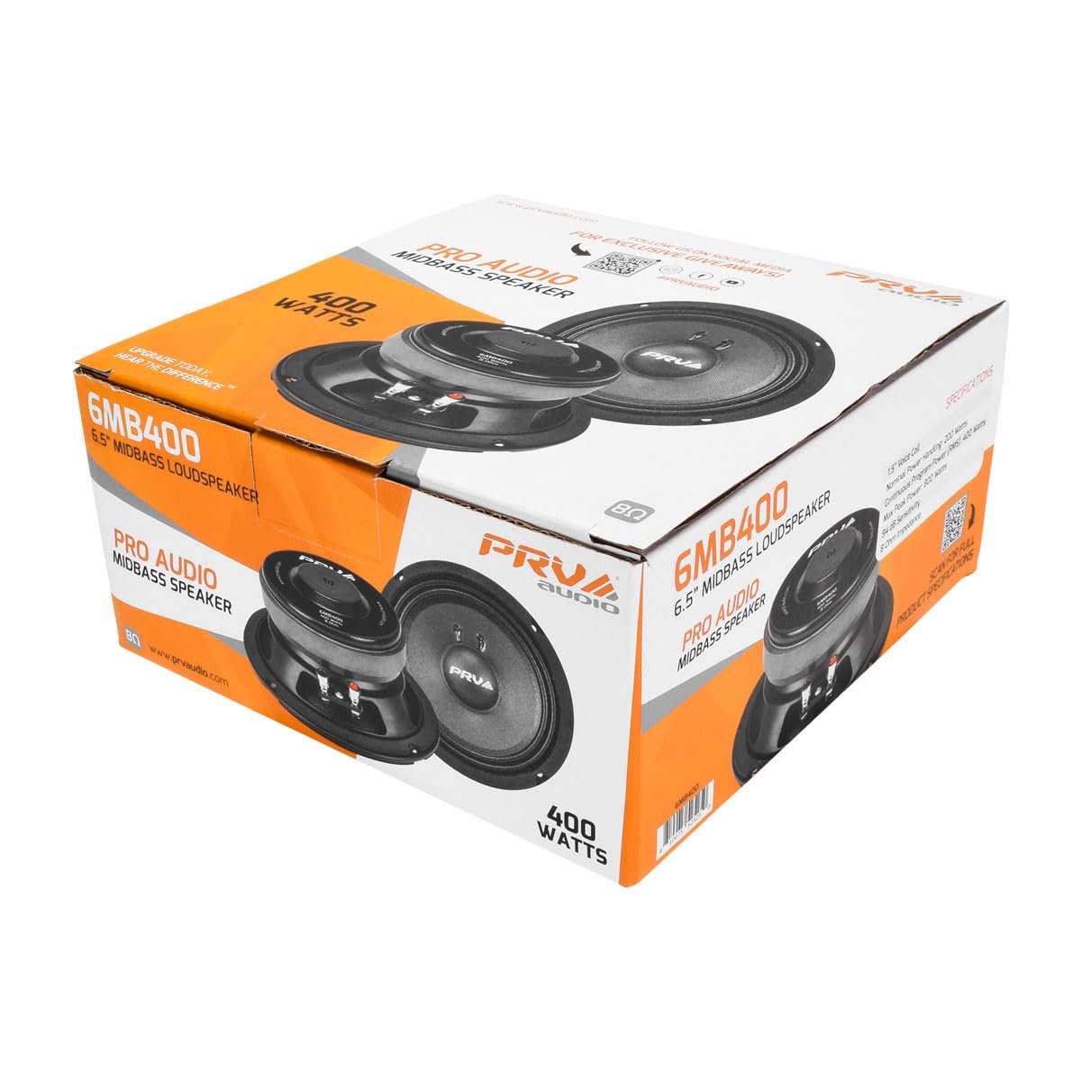 PRV AUDIO 6.5 Inch Midbass Speaker 6MB400 8 Ohm 400 Watts High Performance PRO Audio Loudspeaker High Output Sound (Single)