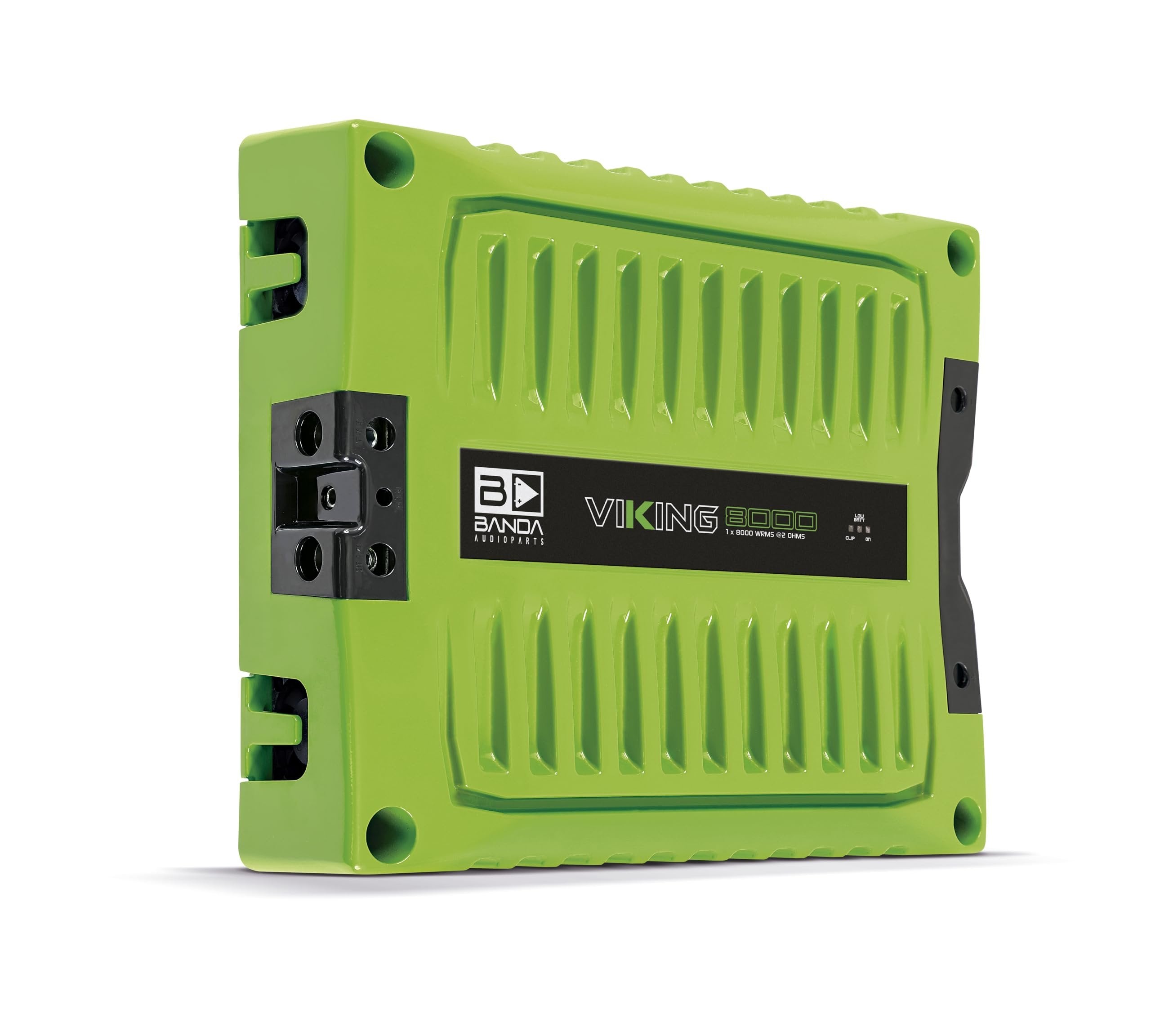 Banda VIK8000.2GREEN Car Amplifier Audio Speaker 2-Ohms Full Range New Viking 8000 Watts Rms LED Indicator Sound Specialization Aluminum Chassis - Green