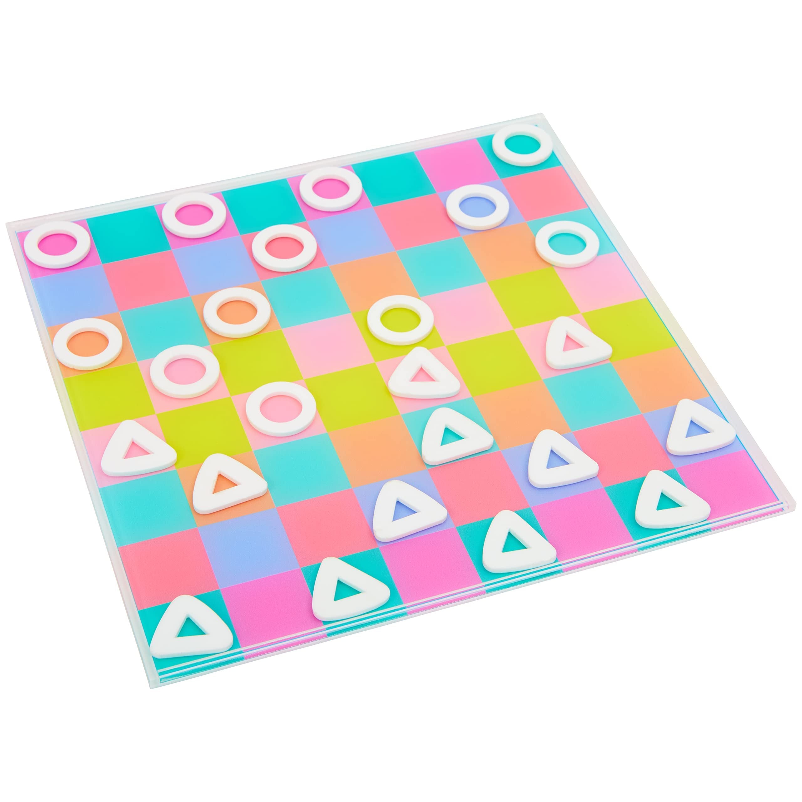 C.R. Gibson GMC-24801 Kailo Chic Acrylic Checkers Board Game Set, 11" x 11", Multicolor, 25pcs