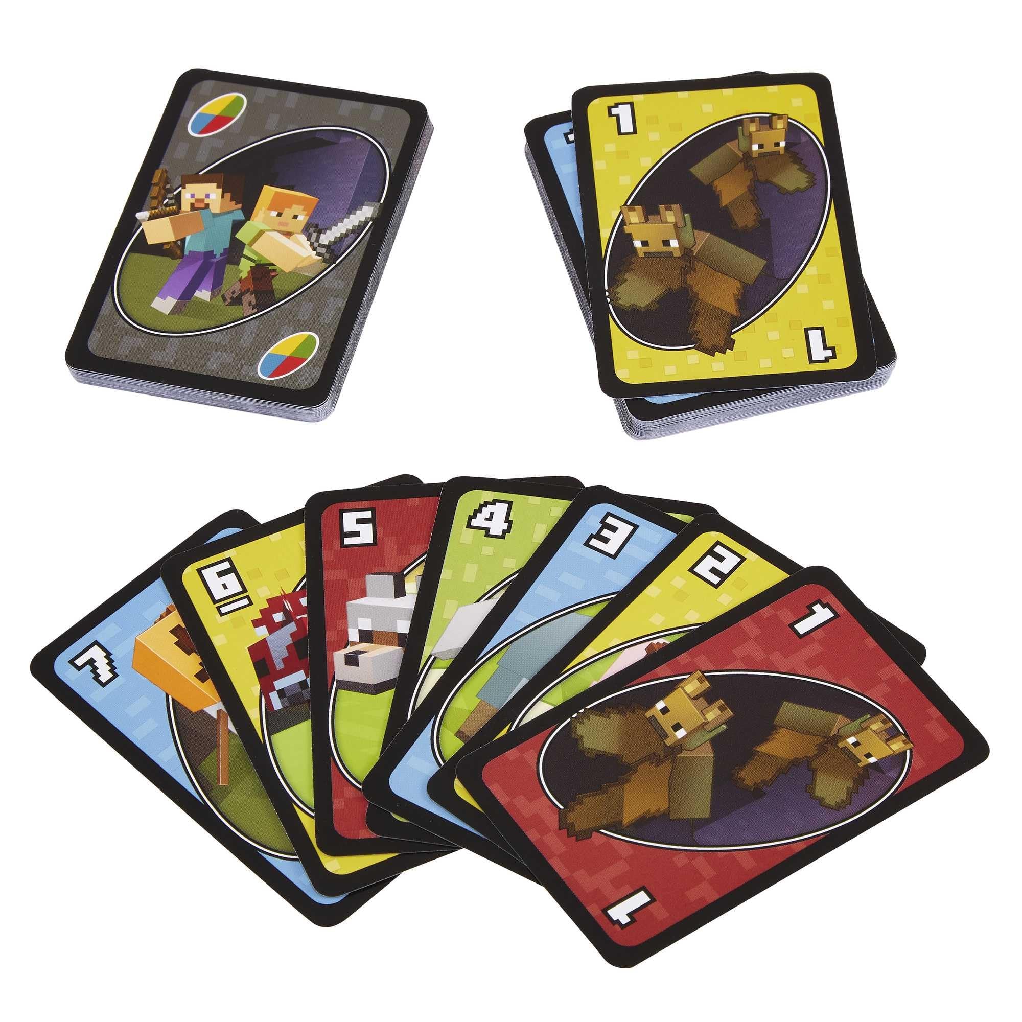Mattel Games UNO Minecraft Card Game for Kids, Adults, Families & Parties, Deck & Special Rule Inspired by the Video Game, 2 to 10 Players