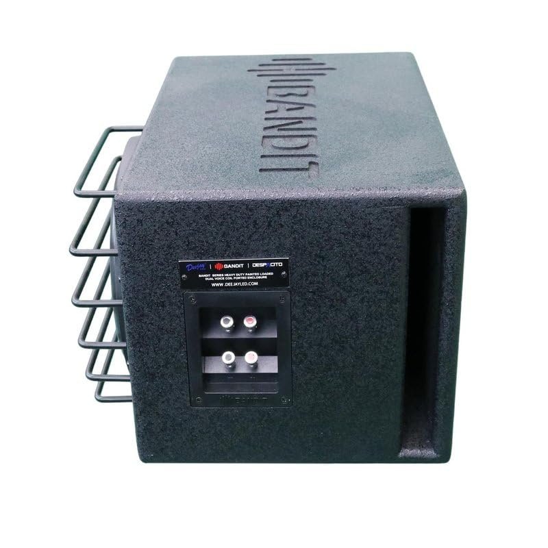 DEEJAY LED BANDIT10 Despacito Single 10-inch Subwoofer in A Box Cabinet 1000 Wrms 2000 Watts Peak with Grill Guard and Two Voice Coils 4 ohms Each