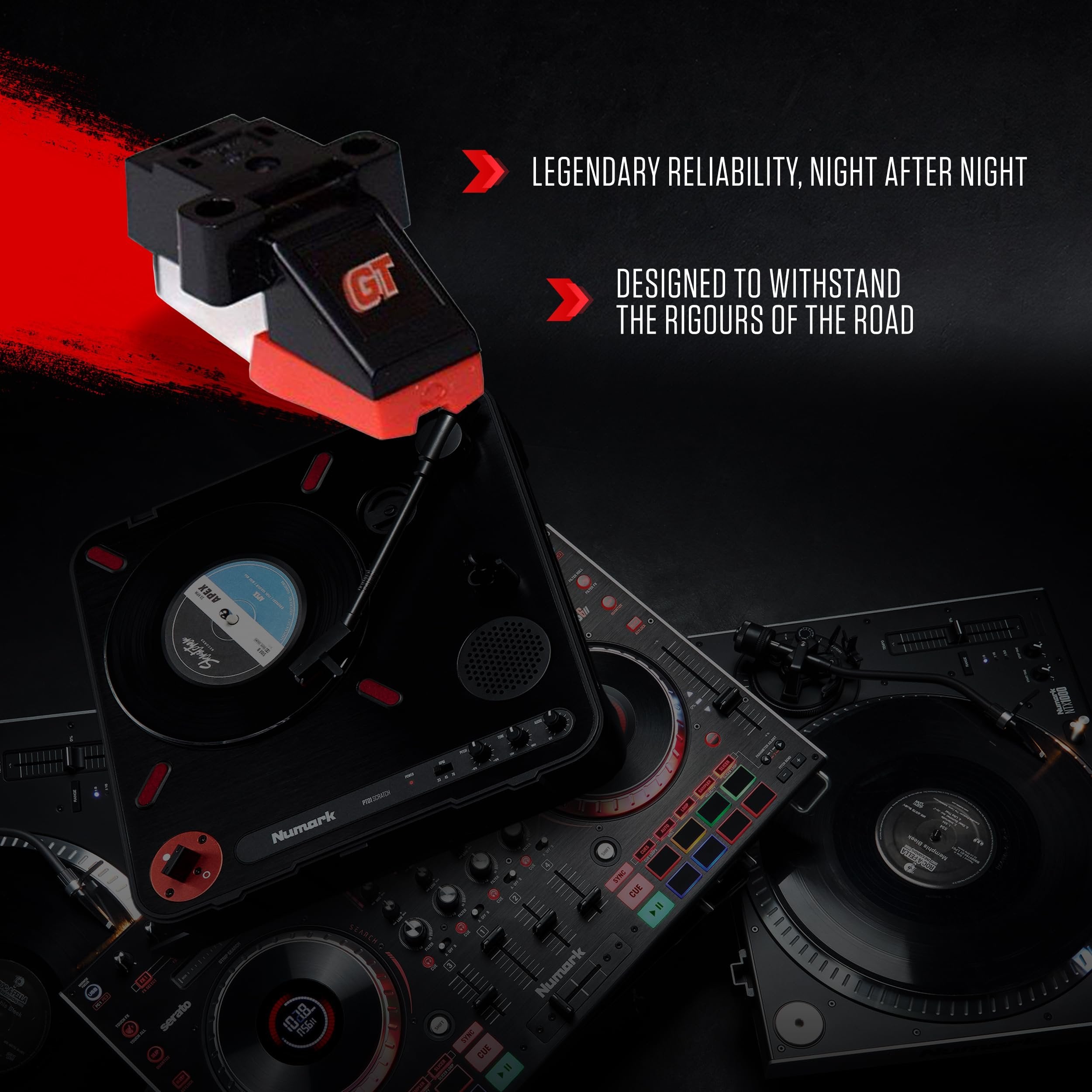 Numark Groove Tool | Adjustable Cartridge & Replaceable Diamond Tipped Stylus, For Connection to Traditional Headshell Mounts