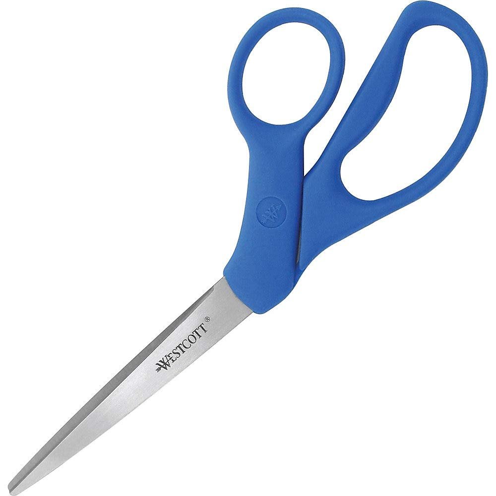 Westcott 43218 All Purpose Preferred Stainless Steel Scissors, 8" Bent, Blue