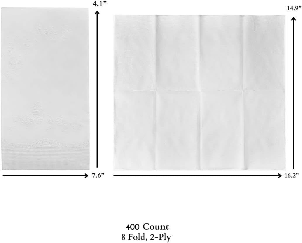 Premium White Napkins, 1/8 Fold Dinner Napkin, Super Value Pack 400 Count