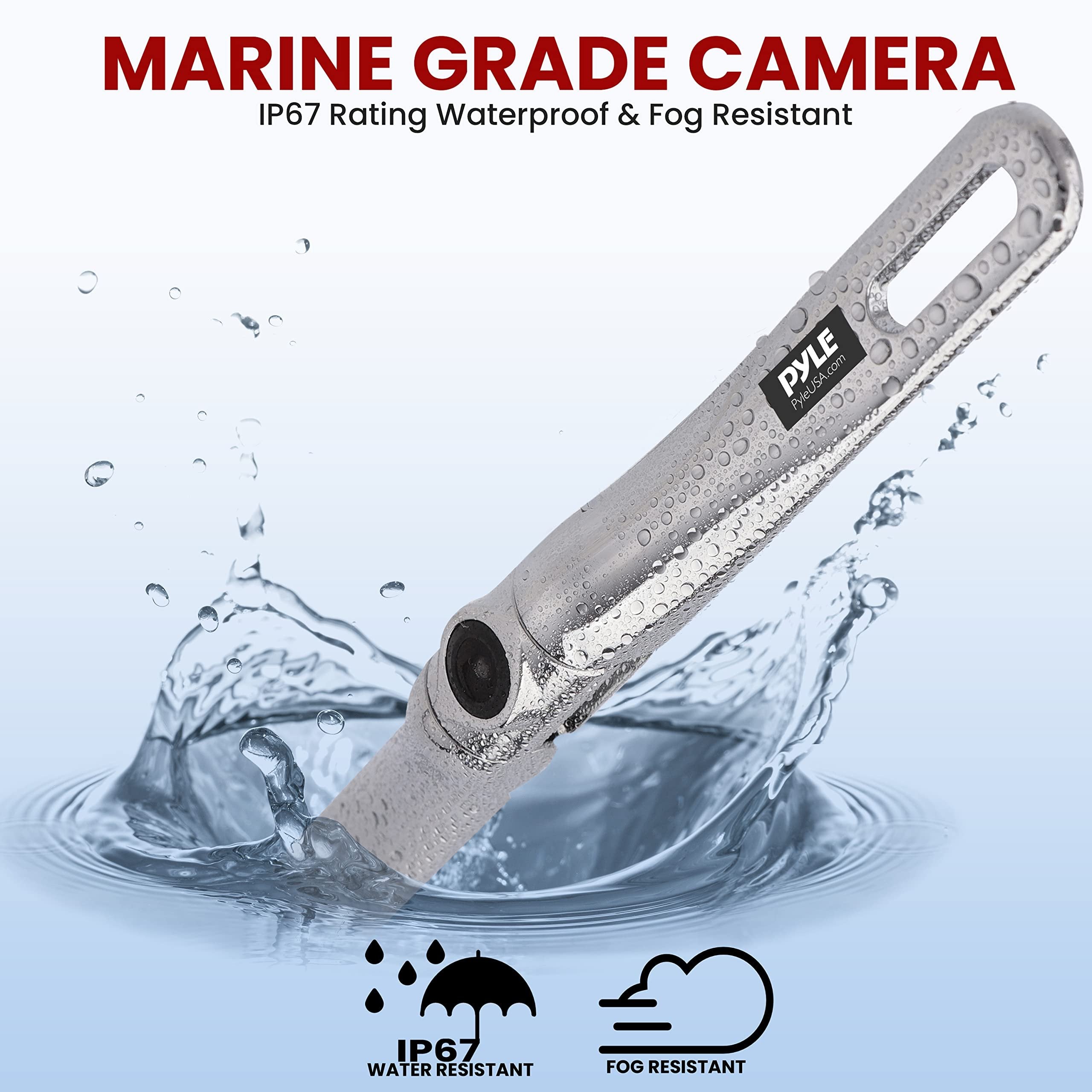 Pyle License Plate Rear View Camera - PLCM18SC Built-in Distance Scale Lines Backup Parking/Reverse Assist Waterproof Adjustable Slim Bar Cam w/ 420 TVL Resolution & RCA Output Zinc Metal Chrome