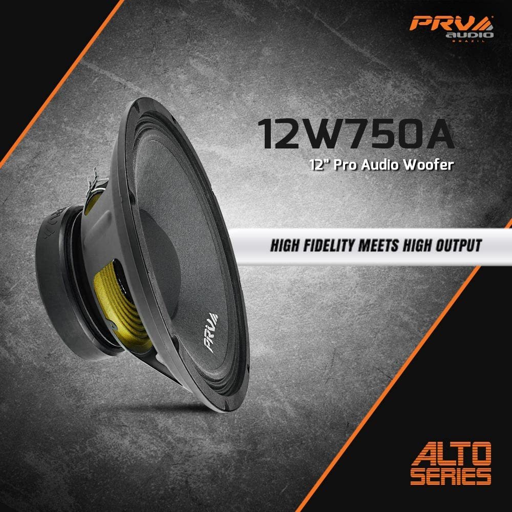 PRV AUDIO 12 Inch Woofer Speaker 12W750A 750 Watts Program Power, 8 Ohm, 2.5 in Voice Coil, 375 Watts RMS Pro Audio Systems Loudspeaker (Single)