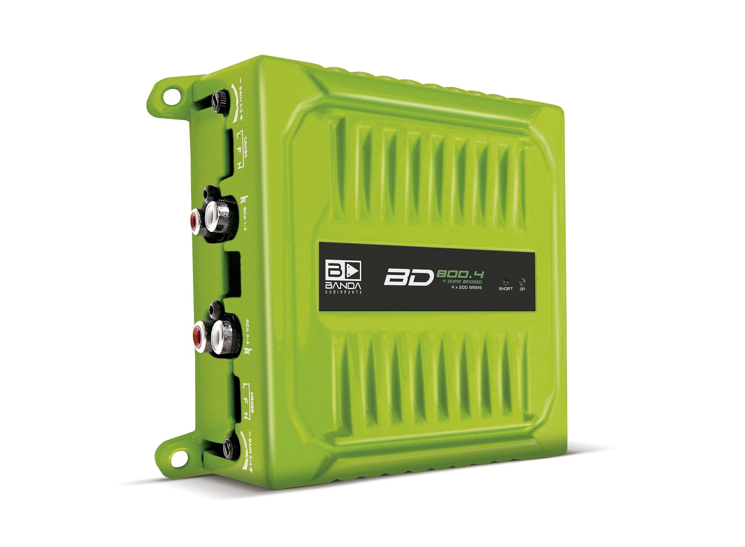 Banda Audioparts BD800.42OHMGREEN 800 Watts 4 Channel 2 Ohm Full Range Car Audio Amplfier 4 x 200 Watt Rms 4 Ohms Bridged - Green