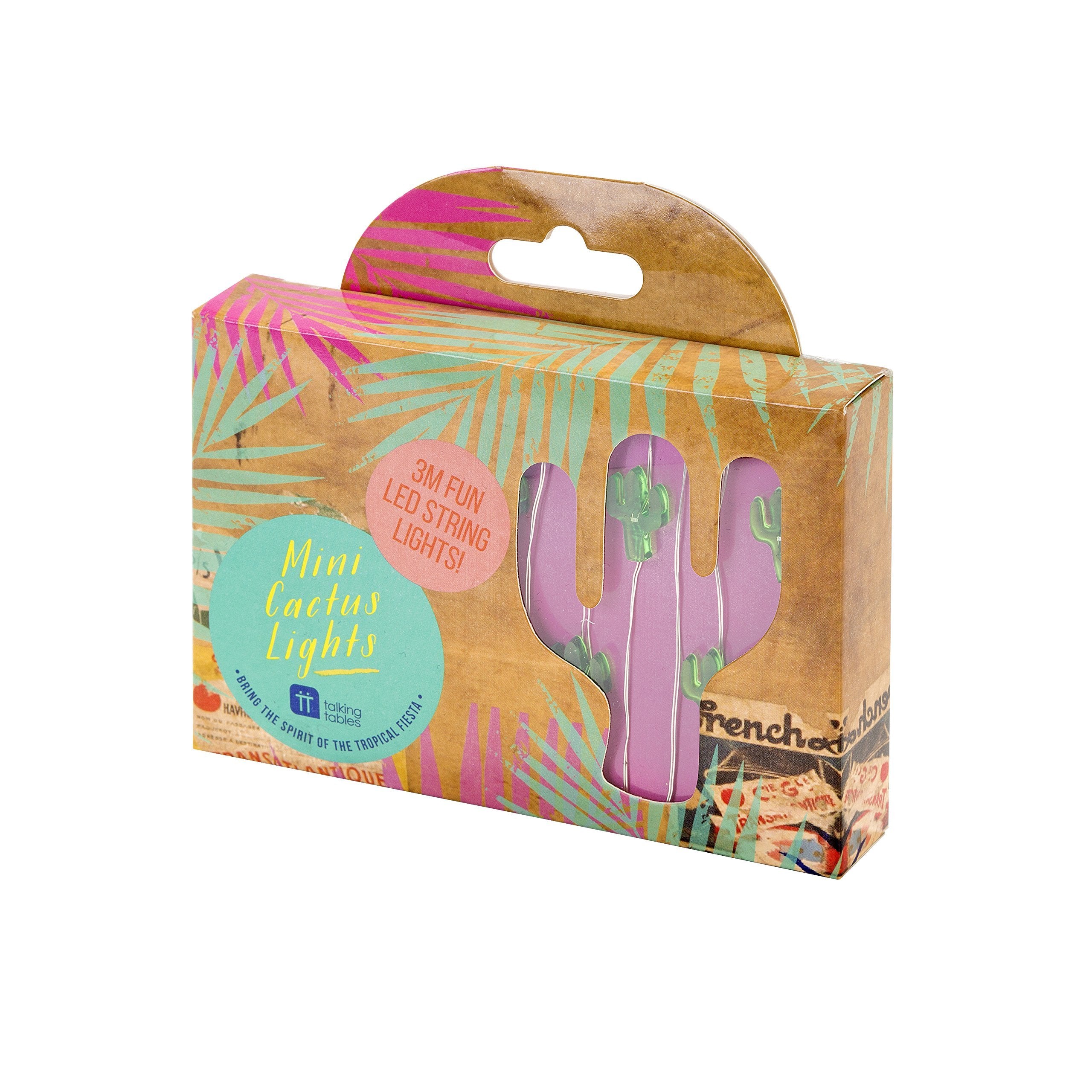 Talking Tables Tropical Party Supplies Birthday Decorations Cuban Fiesta Mini Cactus LED Fairy String Lights, 3 Meters