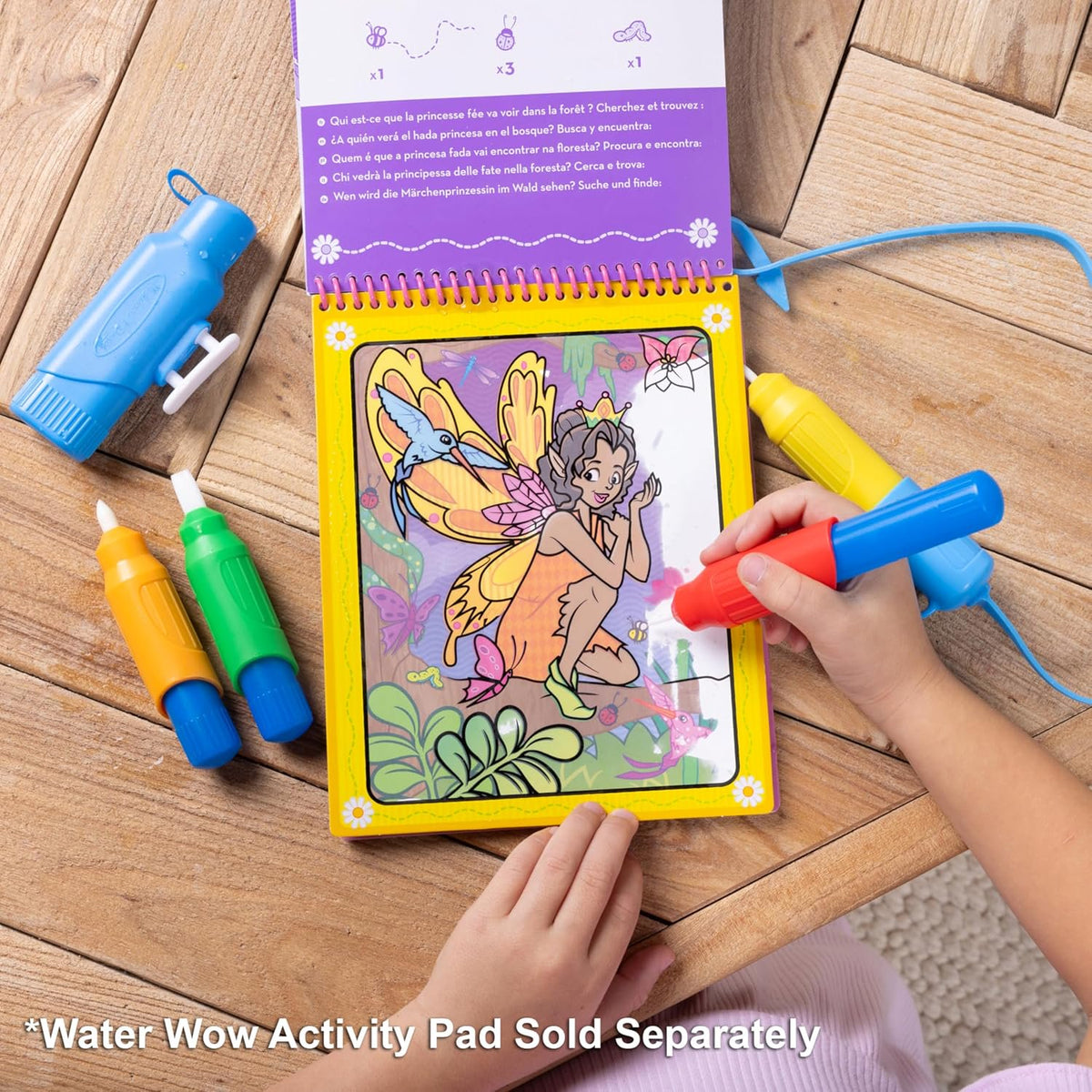 Melissa & Doug Water Wow! Pen Pack - 4 Color-with-Water Pens, Sprayer, Tether Cap
