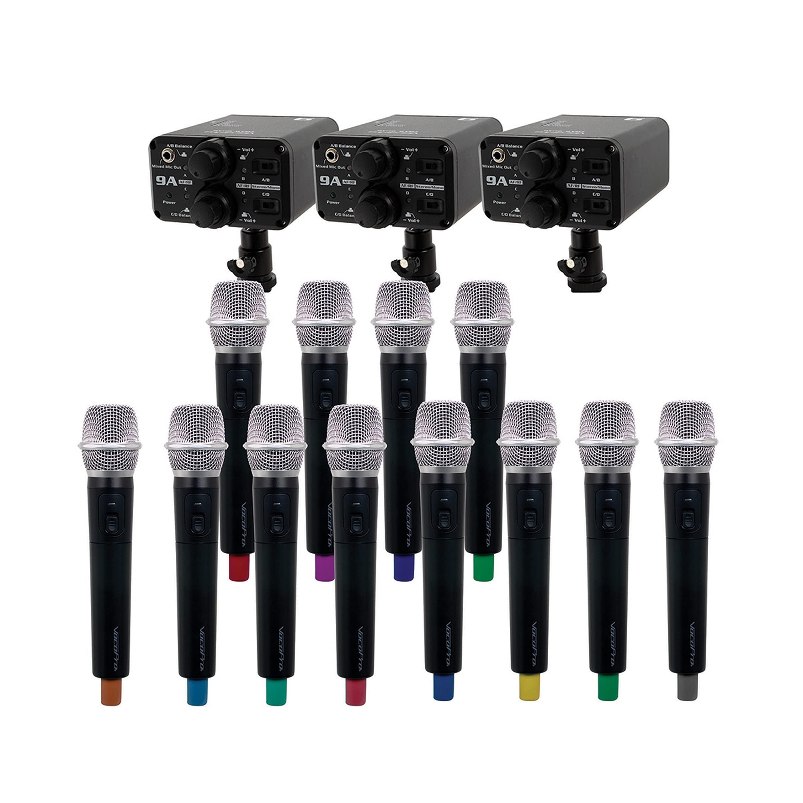 VocoPro - Portable Twelve Handheld Field/Camera-Mountable Wireless Microphone System. (VCOFIELD-QUAD-FILM-12H)