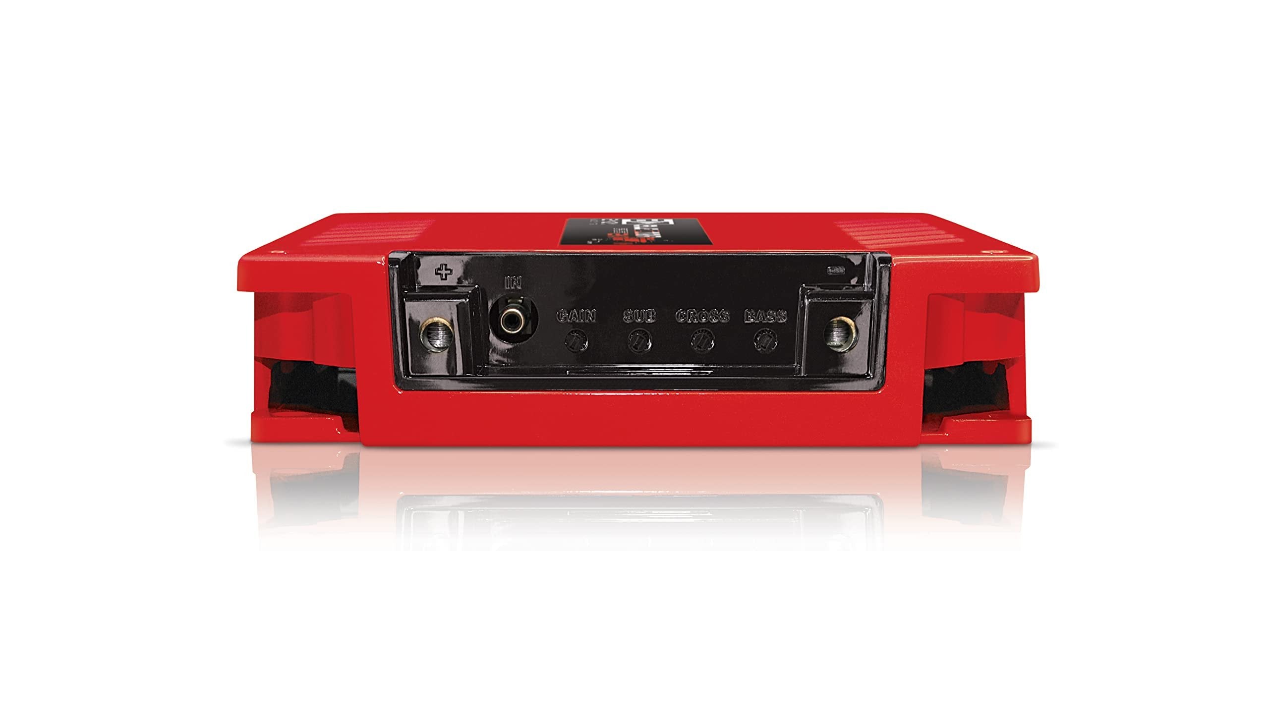 1-Channel Vehicle Audio Bass Amplifier - High-Powered Mono Bass Amplifier w/Subsonic Filter and Low Pass Filter Stable at 1 ohm, LED Indicators, Sound Specialization, Red - BANDA 2K1OHMRED