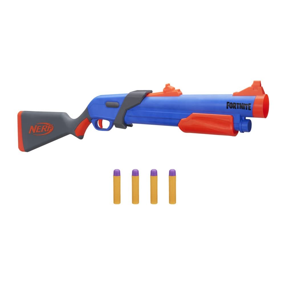 Nerf Fortnite Pump SG Blaster - Pump Action Mega Dart Blasting - Breech Load - 4 Official Mega Darts - for Youth, Teens, Adults