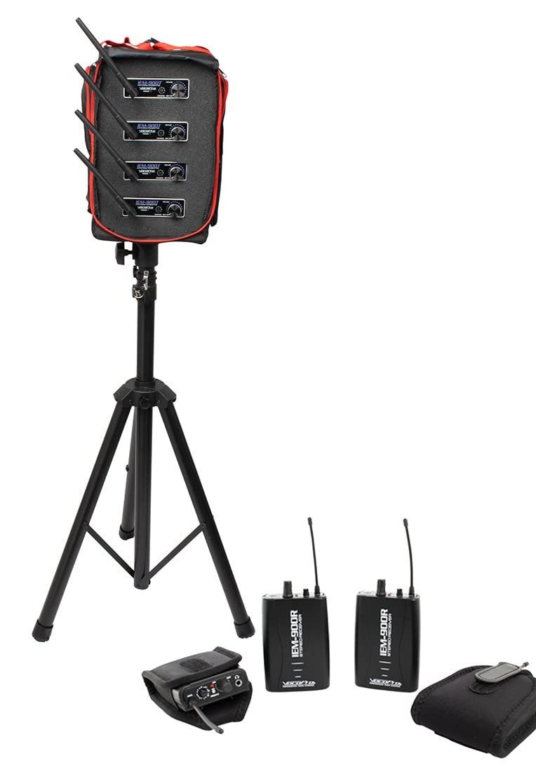 VocoPro Wireles, IEM-900-BAND-4 Long Range Stereo wl in-Ear Monitor, with Four Transmitters and Four Receivers