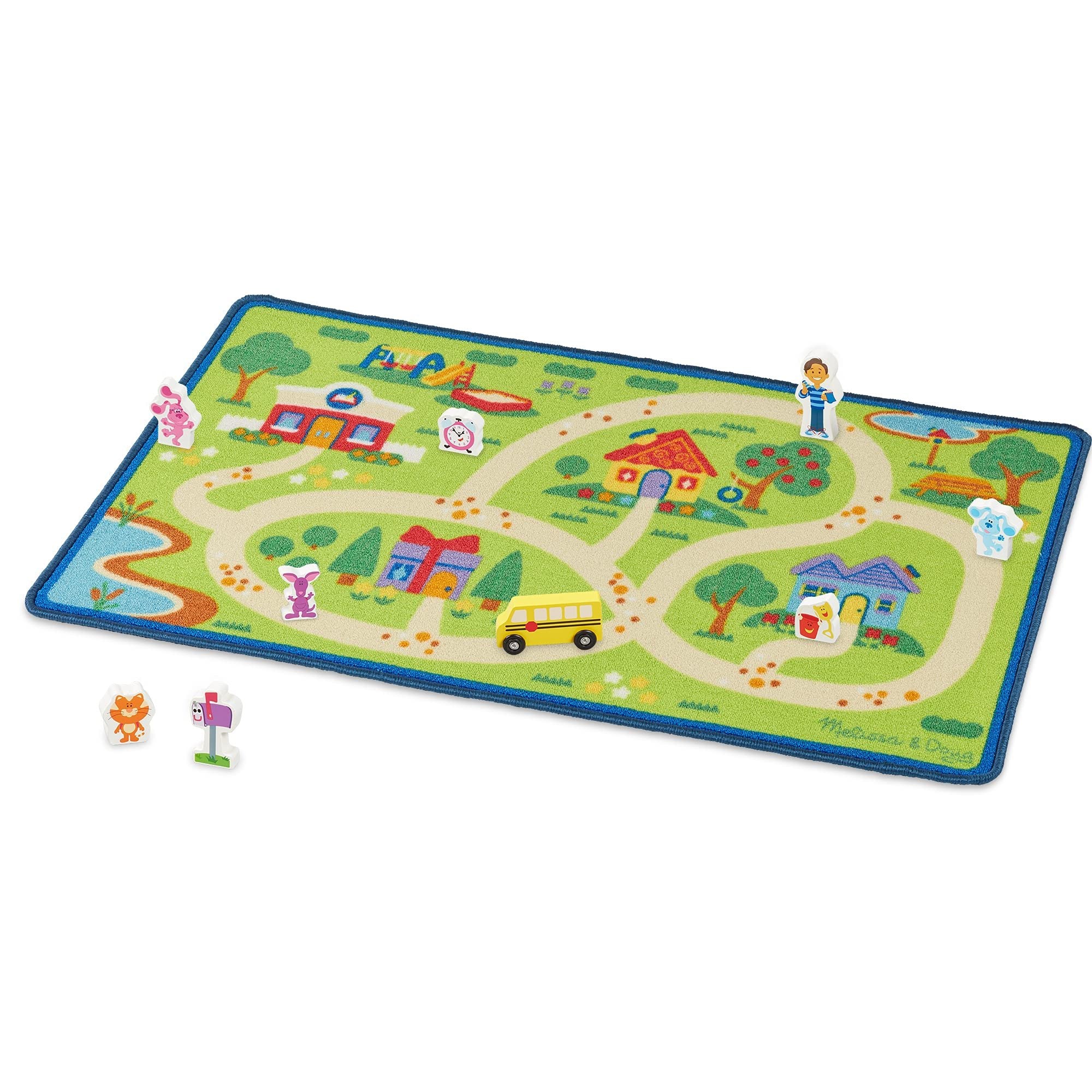 Melissa & Doug Blue's Clues & You! Blue's Neighborhood Activity Rug (44 Inches x 26 Inches Rug, 9 Wooden Play Pieces)