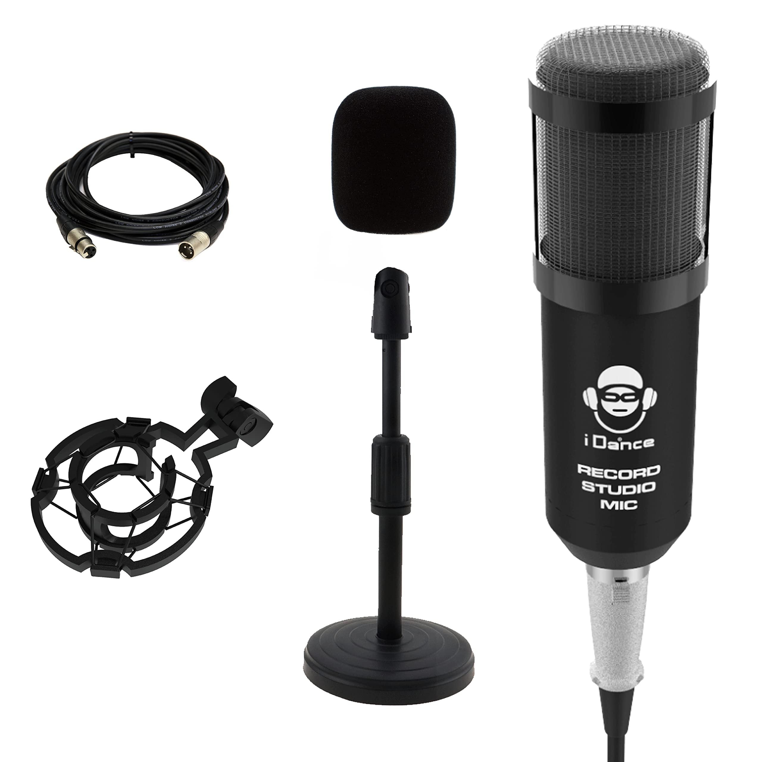 iDance Cardioid XLR Condenser Microphone Kit, Plug & Play Professional Studio Recording Microphone for Podcast, Gaming, USB Condenser Microphone, Broadcasting Microphone Kit