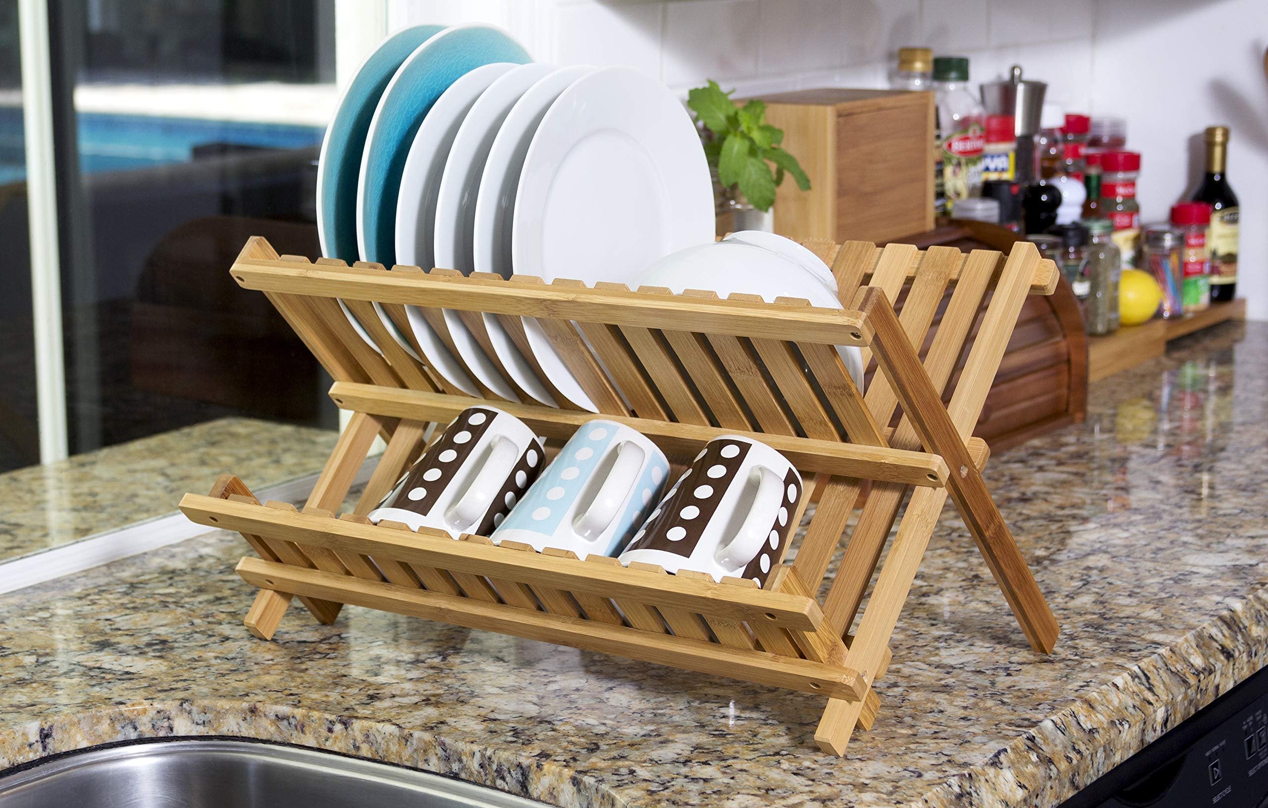 Lipper International 8813 Bamboo Wood Folding Dishrack, 17-3/4" x 13" x 9-3/4"
