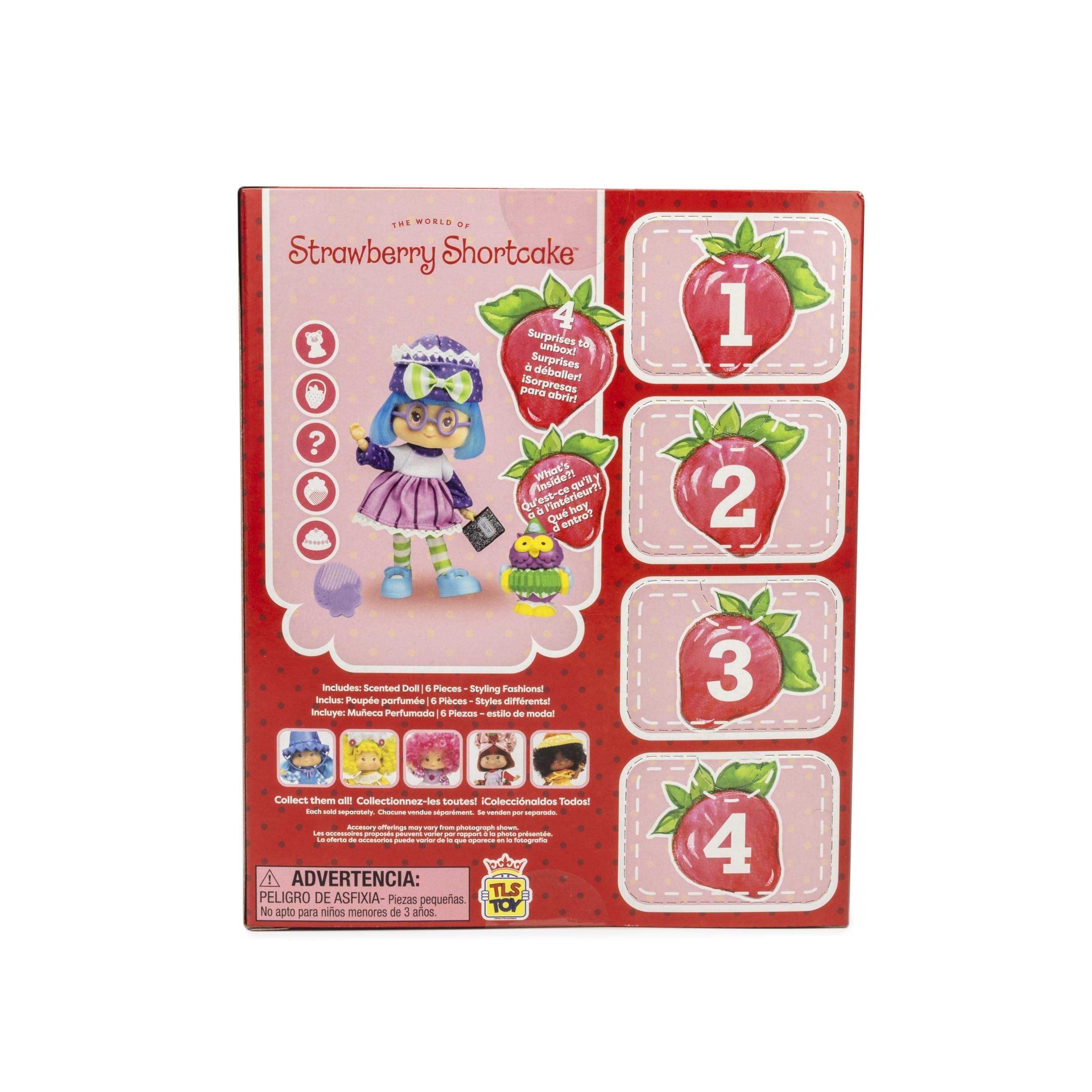 Strawberry Shortcake 'Limited Edition' Plum Pudding 5.5-inch Poseable Sweet Scented Fashion Doll with 4 Surprise Reveal Accessories